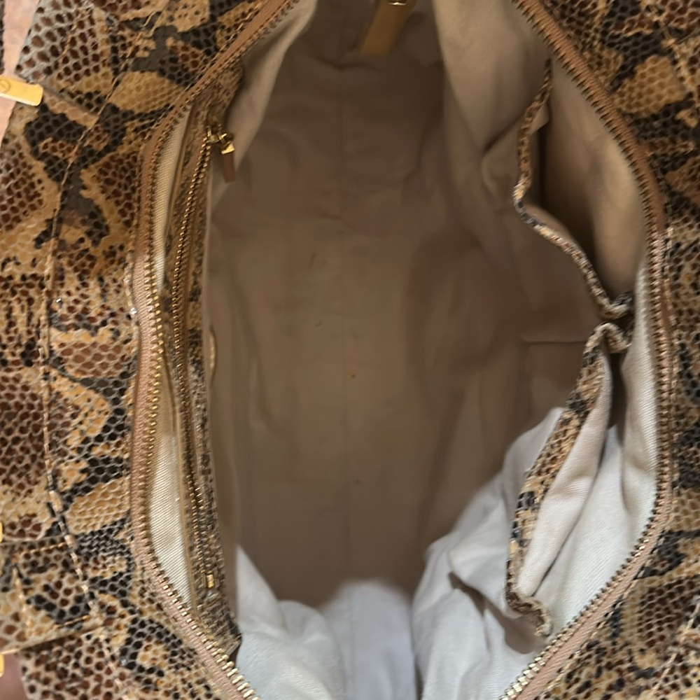 Tory Burch Robinson Snake-Embossed Satchel - Picture 3 of 4